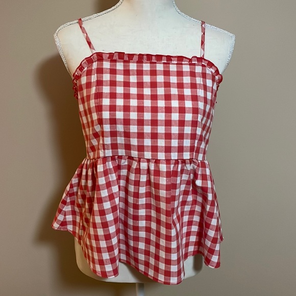 love on a hanger Tops - Love on a Hanger Red & White Checkered Top